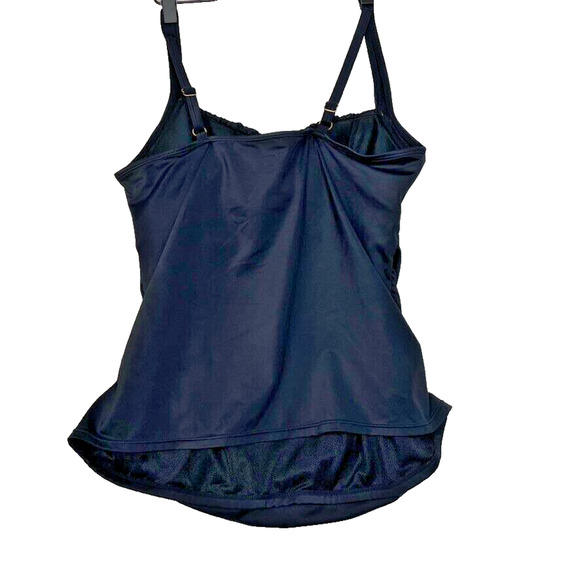 Lands' End Swim Top Tankini Black‎ Ruched Size 14 - Picture 7 of 8